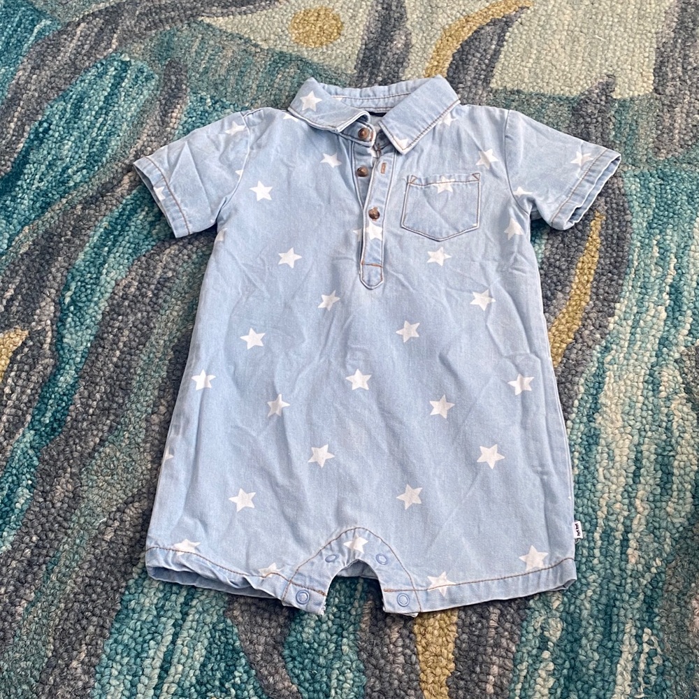 Little Sleepies Star denim romper 12-18 months